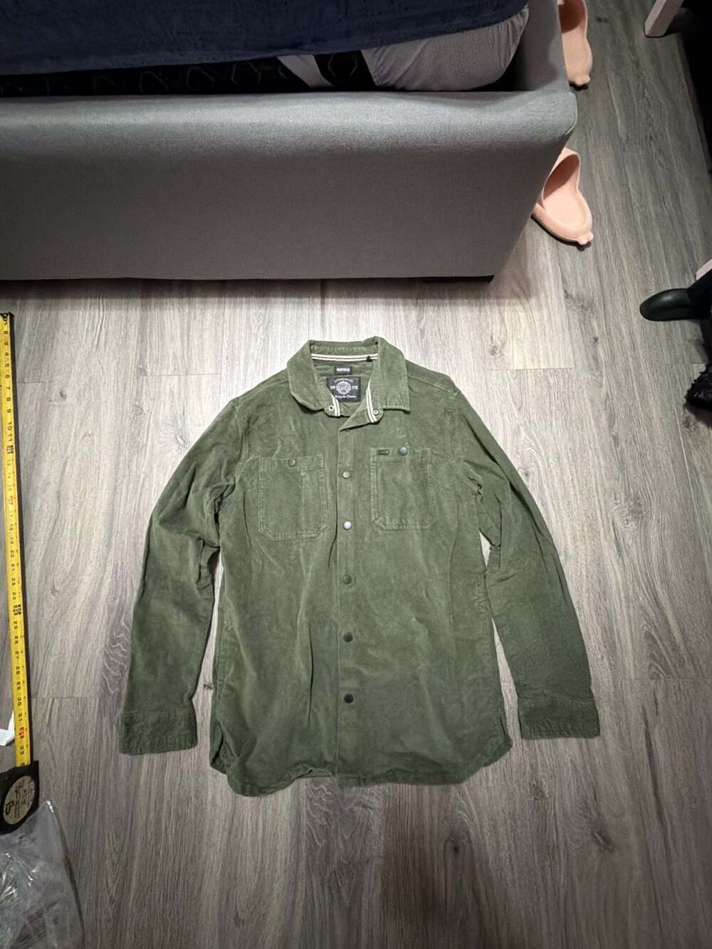 Buffalo David Bitton Green Corduroy Long Sleeve Button Up Shirt Jacket